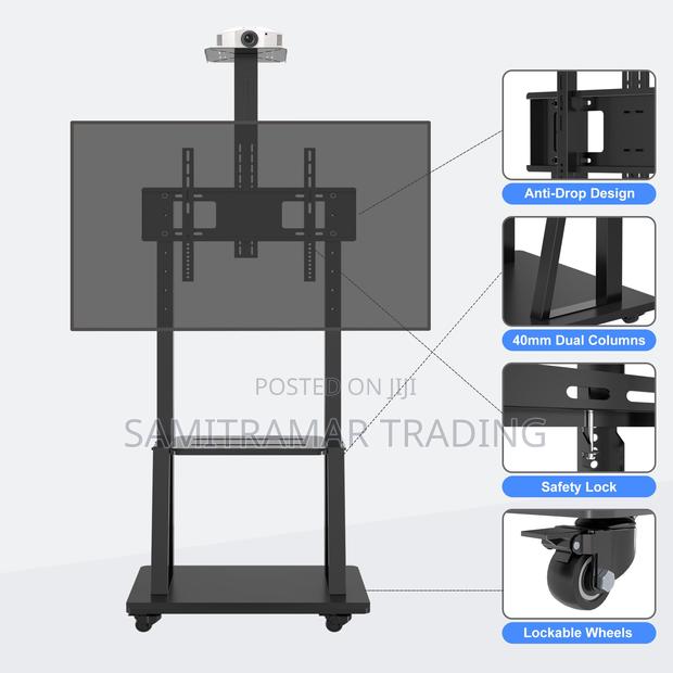 Jh-1800s Mobile Tv Cart Rolling Tv Stand With Wheels for Upto 120′′ - main view