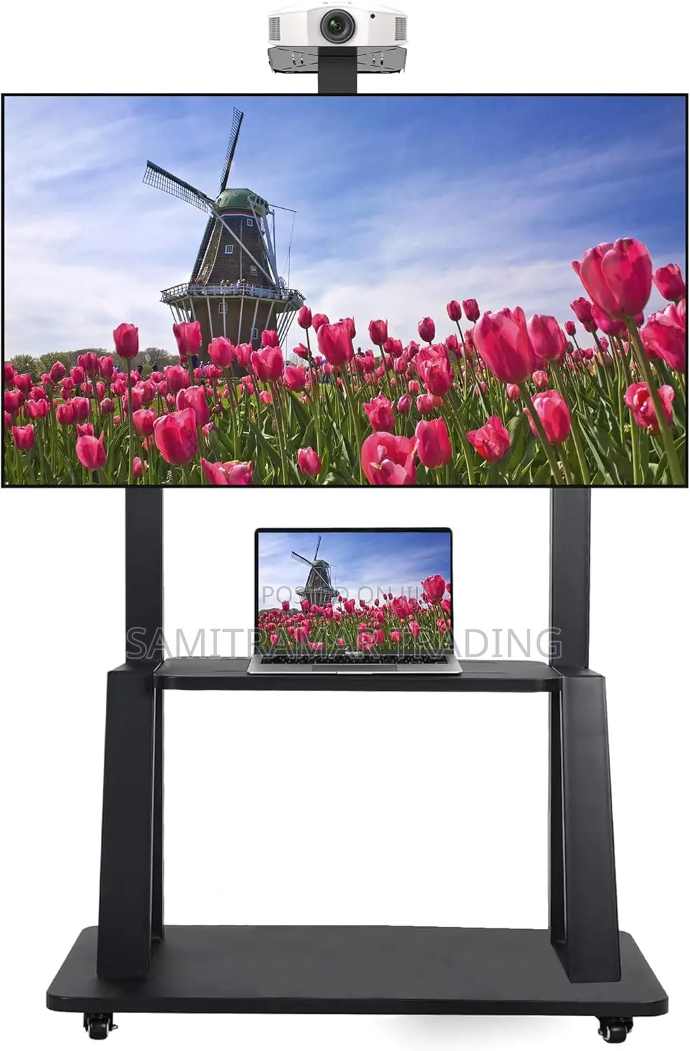 Jh-1800s Mobile Tv Cart Rolling Tv Stand With Wheels for Upto 120′′