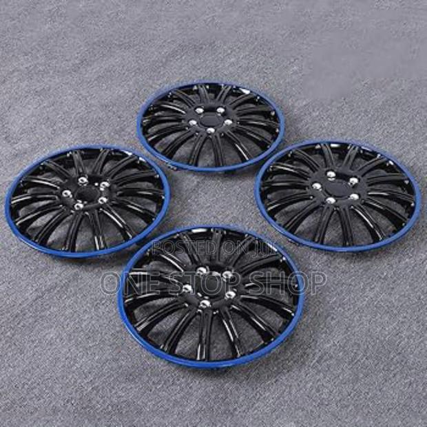 4pcs Black Wheel Caps 13" With Blue Ring - main view