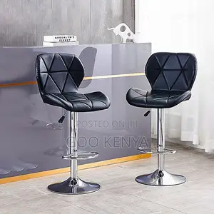 Home Stool; Luxury Black Height-Adjustable Pu Upholstered Bar Stool