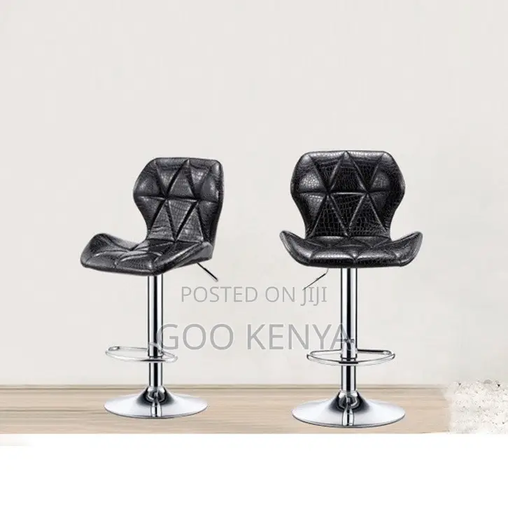 Home Stool; Luxury Black Height-Adjustable Pu Upholstered Bar Stool