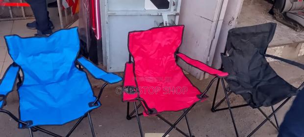 Red, Blue , Black Foldable Camping Seats With Armrest and Cupholder - main view