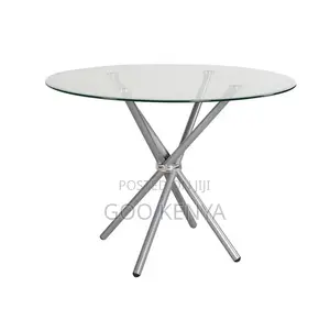 Home Table; Modern Hollow Design Tempered Glass Dining Table