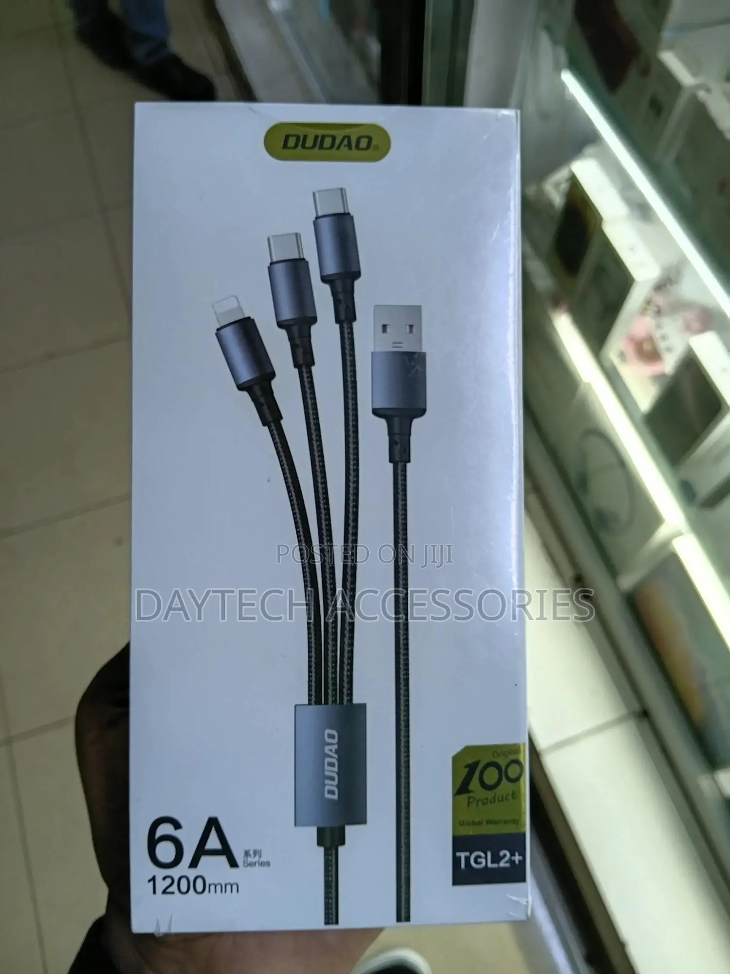 Dudao Tgl2+ 6a 3 in 1 Super Fast Charging Cable 1.2m