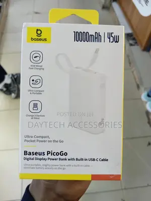 Baseus Picogo Power Bank 45w 10000mah With Type-C Built-in Cable