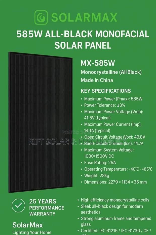 585 Watts Solarmax Monocrystalline Solar Panel - main view