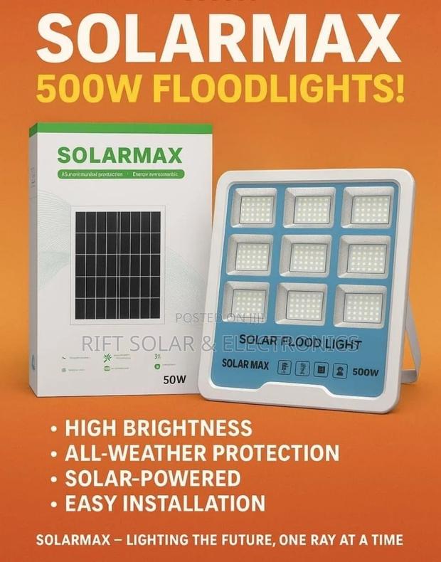 500 Watts Solarmax Original Bright Solar Floodlight 12hrs Auto Light - main view