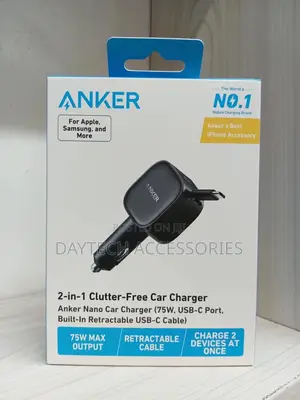 Anker A2738pa1 Nano 75w Car Charger Retracatable Usb-c Cable