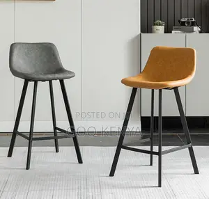 Home Bar Stool; High-Back Black Metal Counter Height Bar Stool