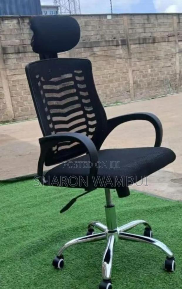 Secretarial Mesh Chair With Adjustable Headrest and Lumber Support - main view