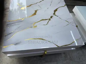 Luxury White Gold Marble Coffee Table