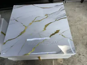 Luxury White Gold Marble Coffee Table