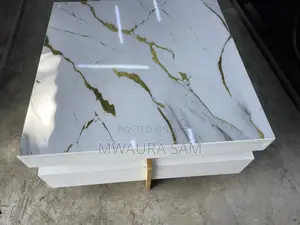 Luxury White Gold Marble Coffee Table