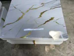 Luxury White Gold Marble Coffee Table