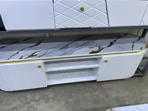 Luxury White Gold Marble Tv Stand
