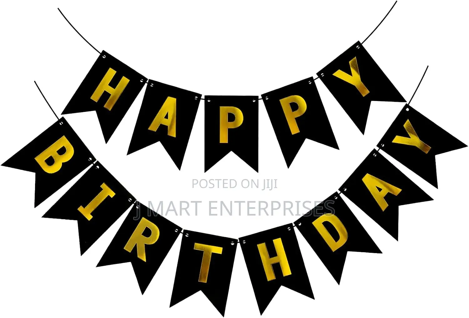 Black Gold Happy Birthday Banner Signs Party Decoration