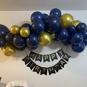 Black Gold Happy Birthday Banner Signs Party Decoration