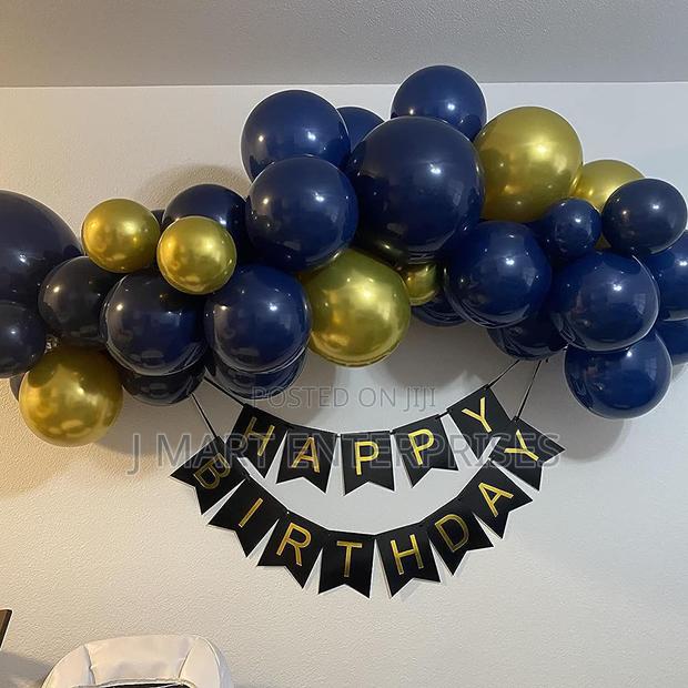 Black Gold Happy Birthday Banner Signs Party Decoration