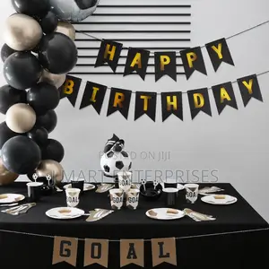 Black Gold Happy Birthday Banner Signs Party Decoration