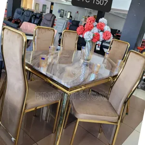 Modern Executive 6-Seater Marble Dining Table – Sleek Elegance