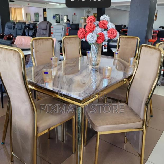 Contemporary Marble Dining Table for Six – Premium Design - main view