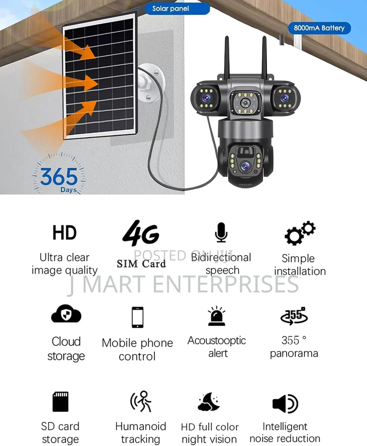 Solar Camera 4g Sim Outdoor 3 Lens 3 Screen Human Detect Cameras