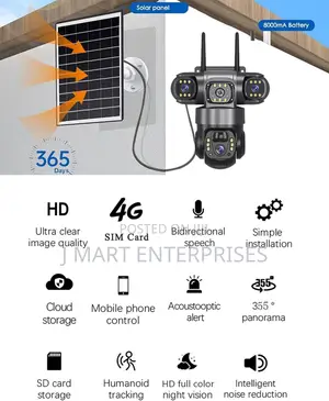 Solar Camera 4g Sim Outdoor 3 Lens 3 Screen Human Detect Cameras