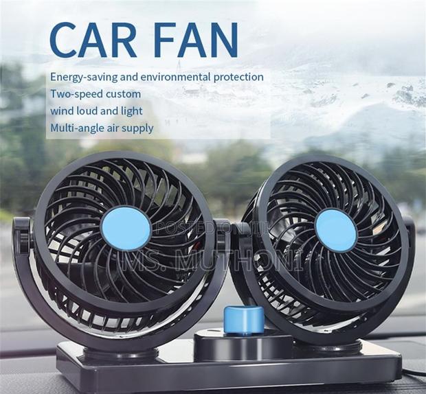* 12v Portable Electric Car Cooling Fan With Dual, 360 Rotatable Heads