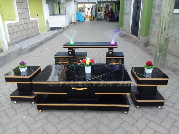 Table Black + Tv Stand Black + It's 2 Stools - main view