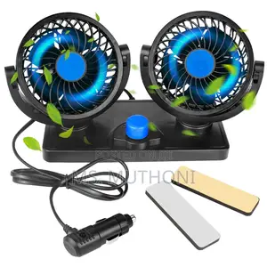 * 12v Portable Electric Car Cooling Fan With Dual, 360 Rotatable Heads