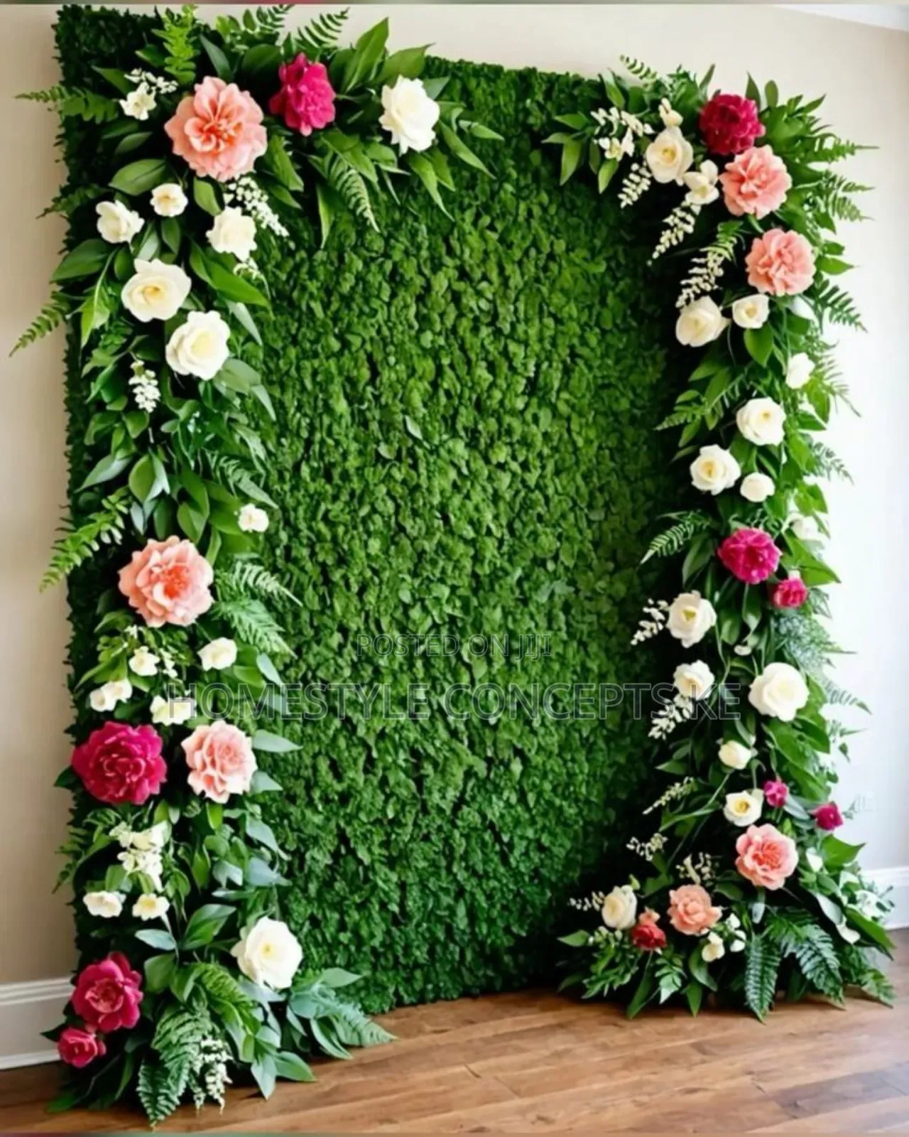 Modern Home Office Wall Design Decor With Flowers Grass Backdrops