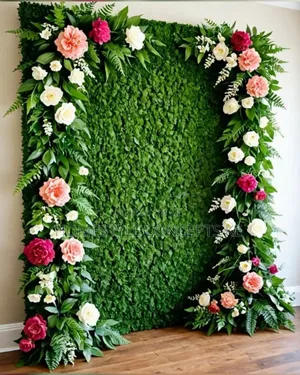 Modern Home Office Wall Design Decor With Flowers Grass Backdrops