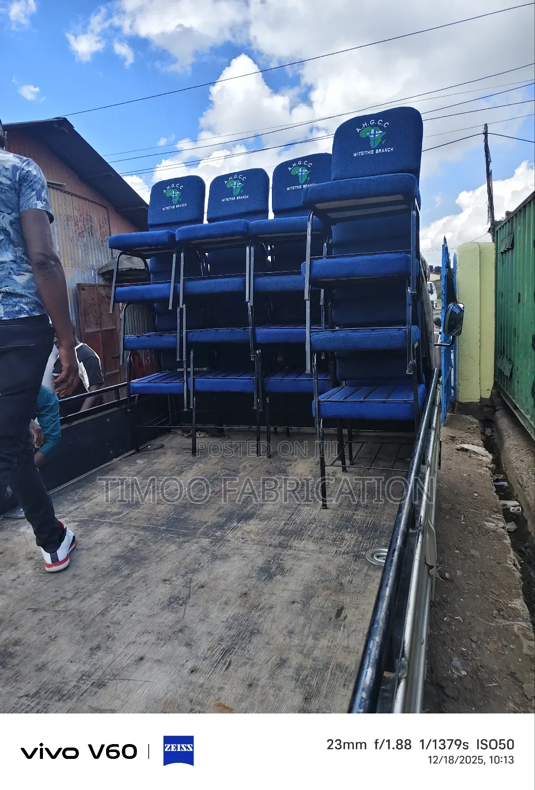 Church Chairs With Logo, Blue Colour