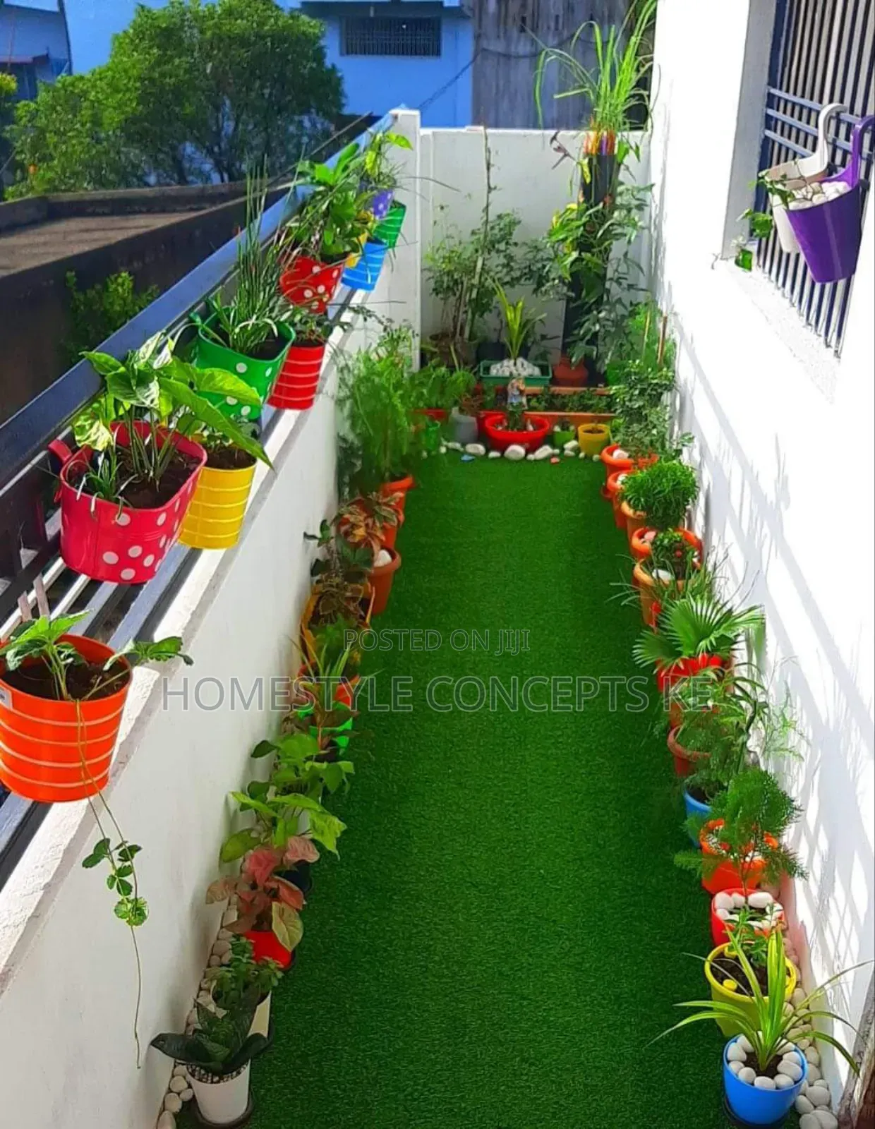 Home Balcony Office Interior Turfgrass Artificial Flowers Grass Design