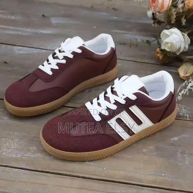 Maroon,White Grey Ladies Quality Sneakers - thumbnail 2