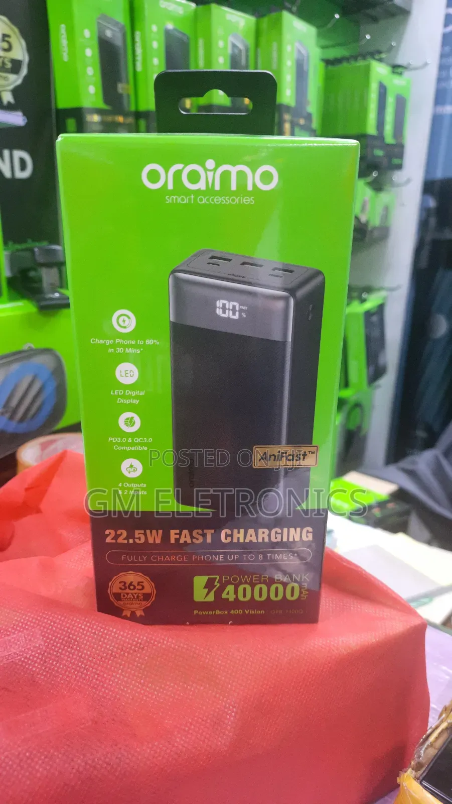 40000mah 22.5w Pd Qc Fast Charging Opb-7400q Power Bank.