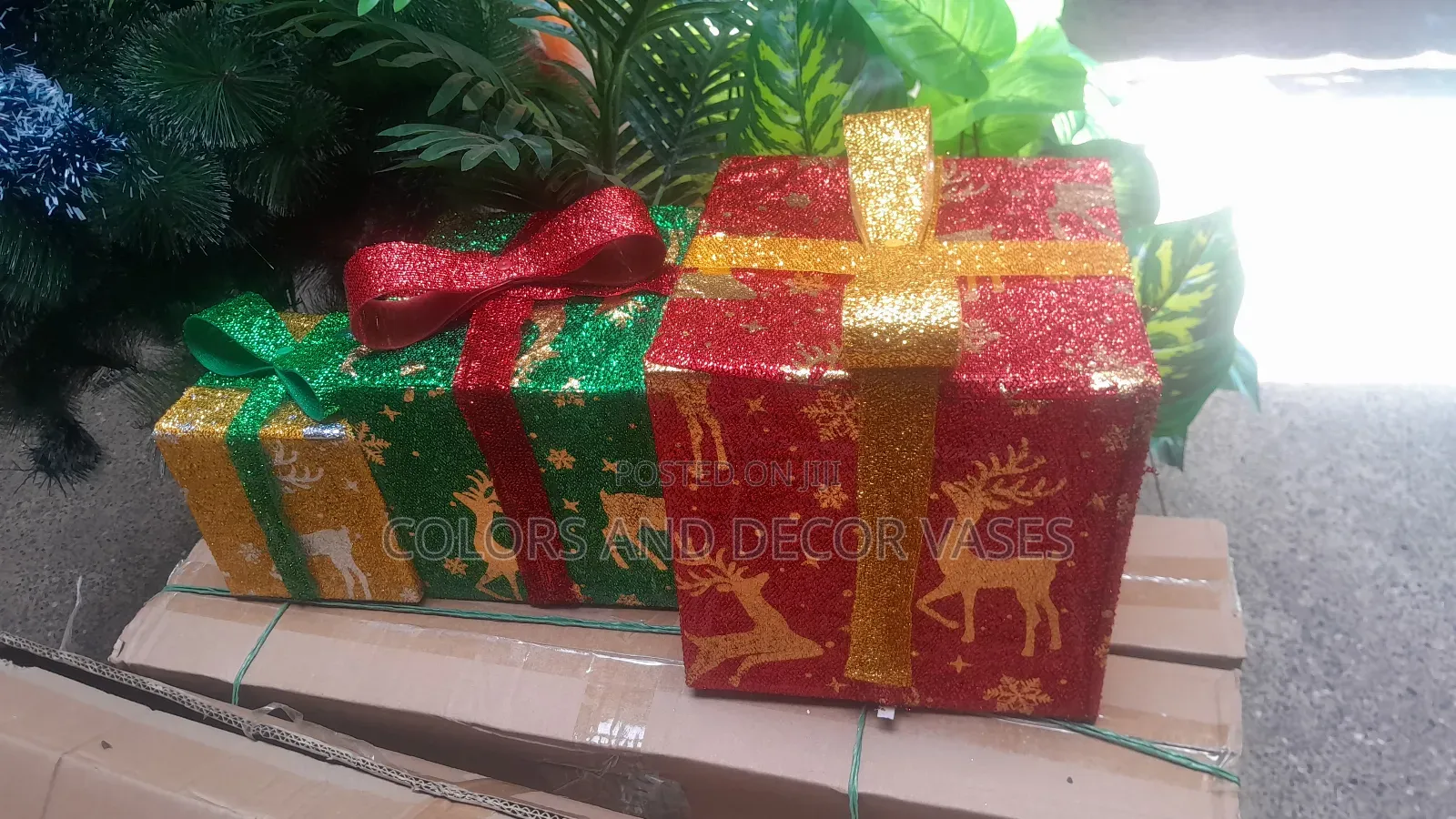 Christmas Tree Gift Boxes With Light Set of 3