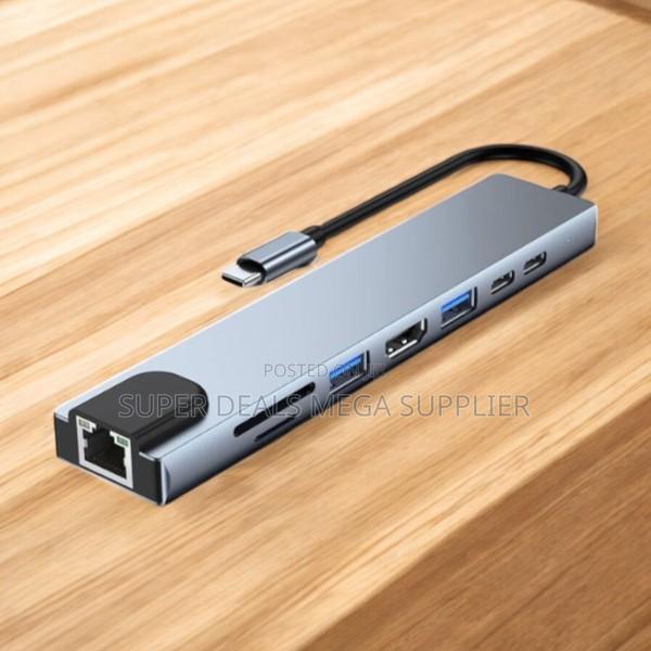 Durable 8-in-1 Usb Type- C Hub Dock With Rj45, Hdmi and Usb-C Ports