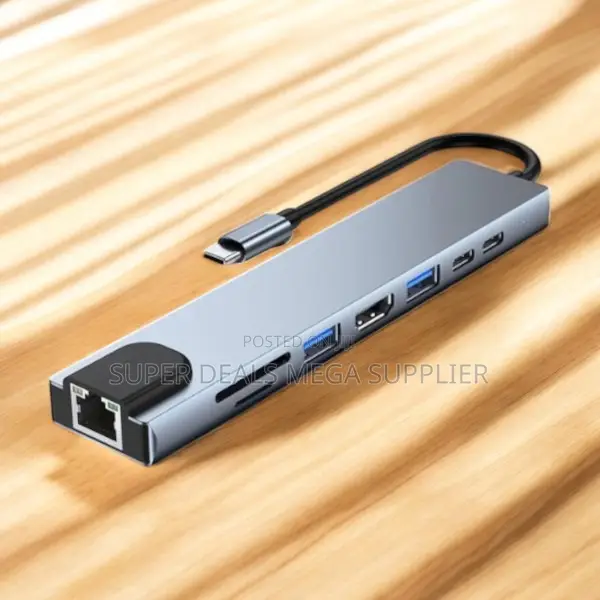 Long Lasting 8-in-1 Usb Type C Hub Dock With Hdmi, Rj45 and Usb Ports