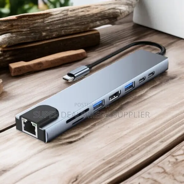 Premium 8-in-1 Usb Type C Hub Adapter With Fast 100m Ethernet and Hdmi