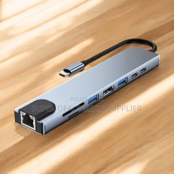 Lightweight 8-in-1 Usb C Multiport Hub With Hdmi, Pd and Fast Ethernet