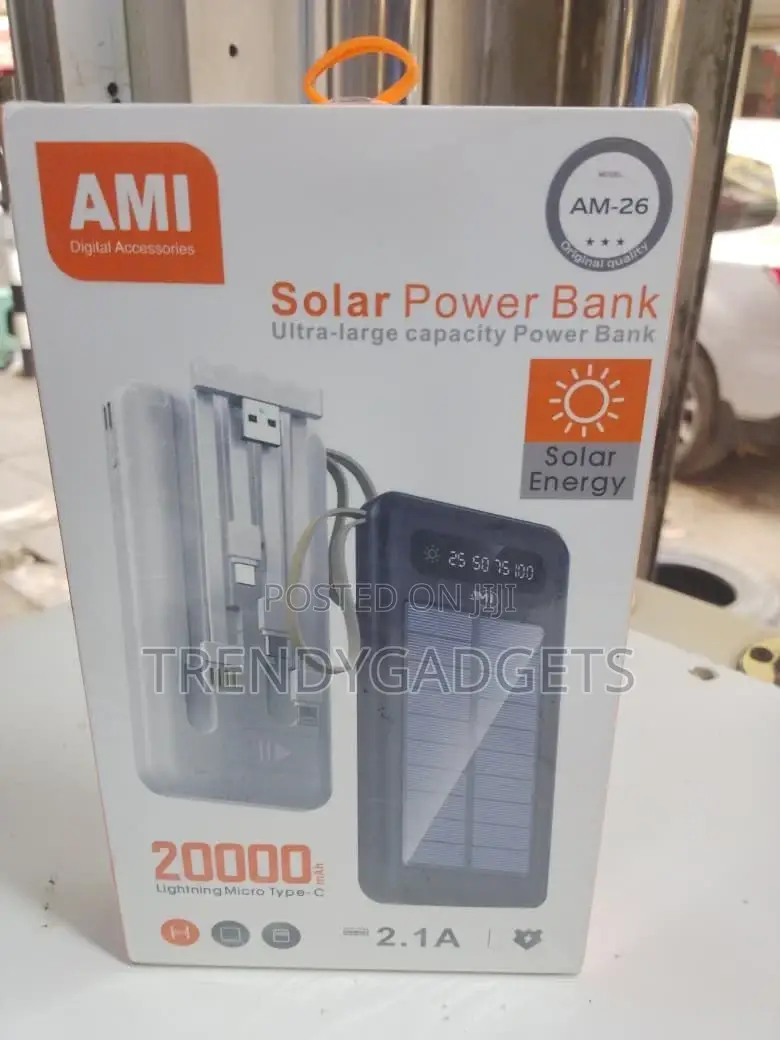 Ami Am-26 Solar Charger Power Bank 20000mah Type-C Input