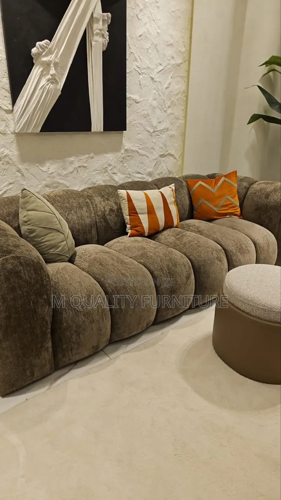 Brown 3-Seater Bubble Sofas