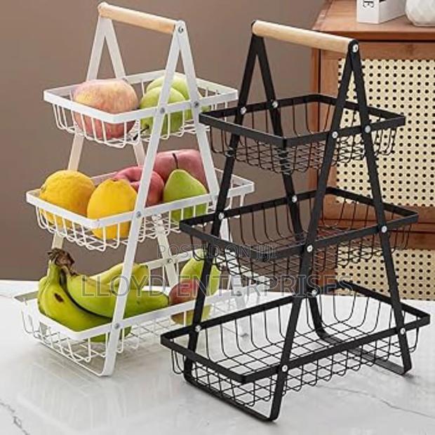 3 Layer White and Black Fruit Rack - main view