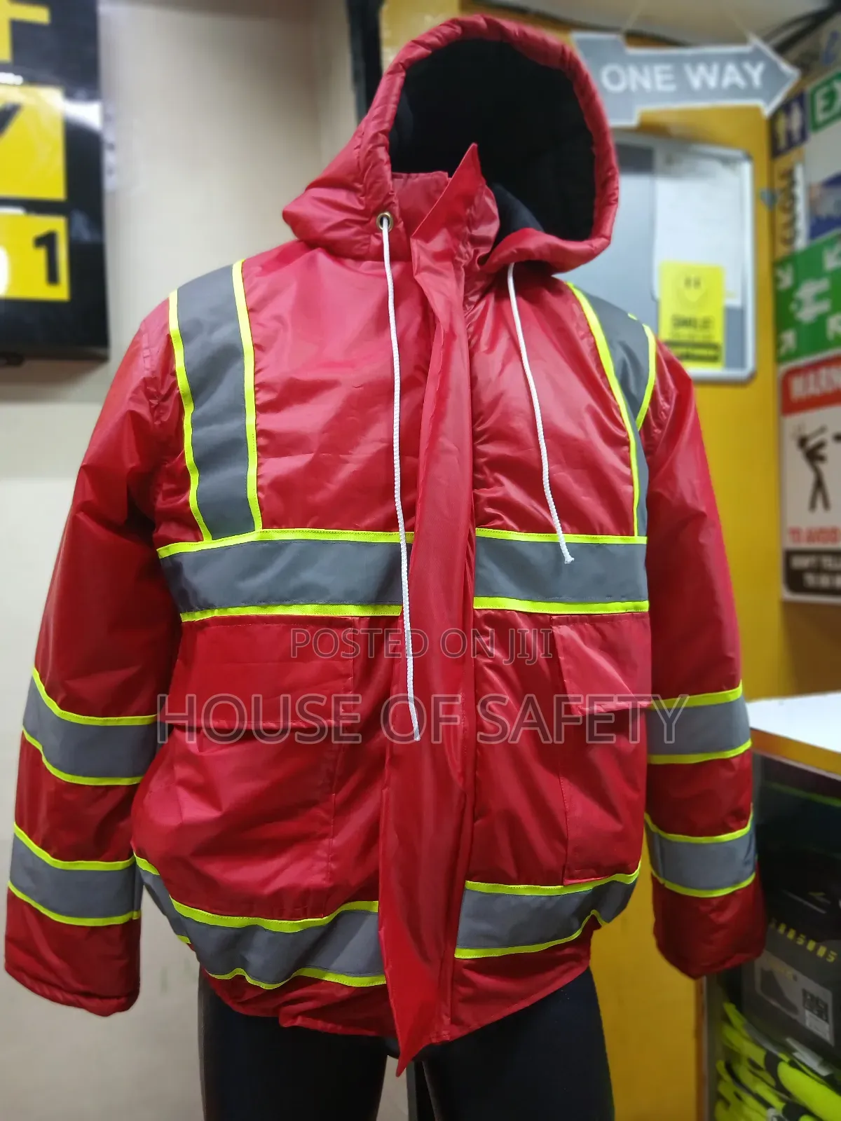 Green Reflectors and Red Body Waterproof Jacket for Riding