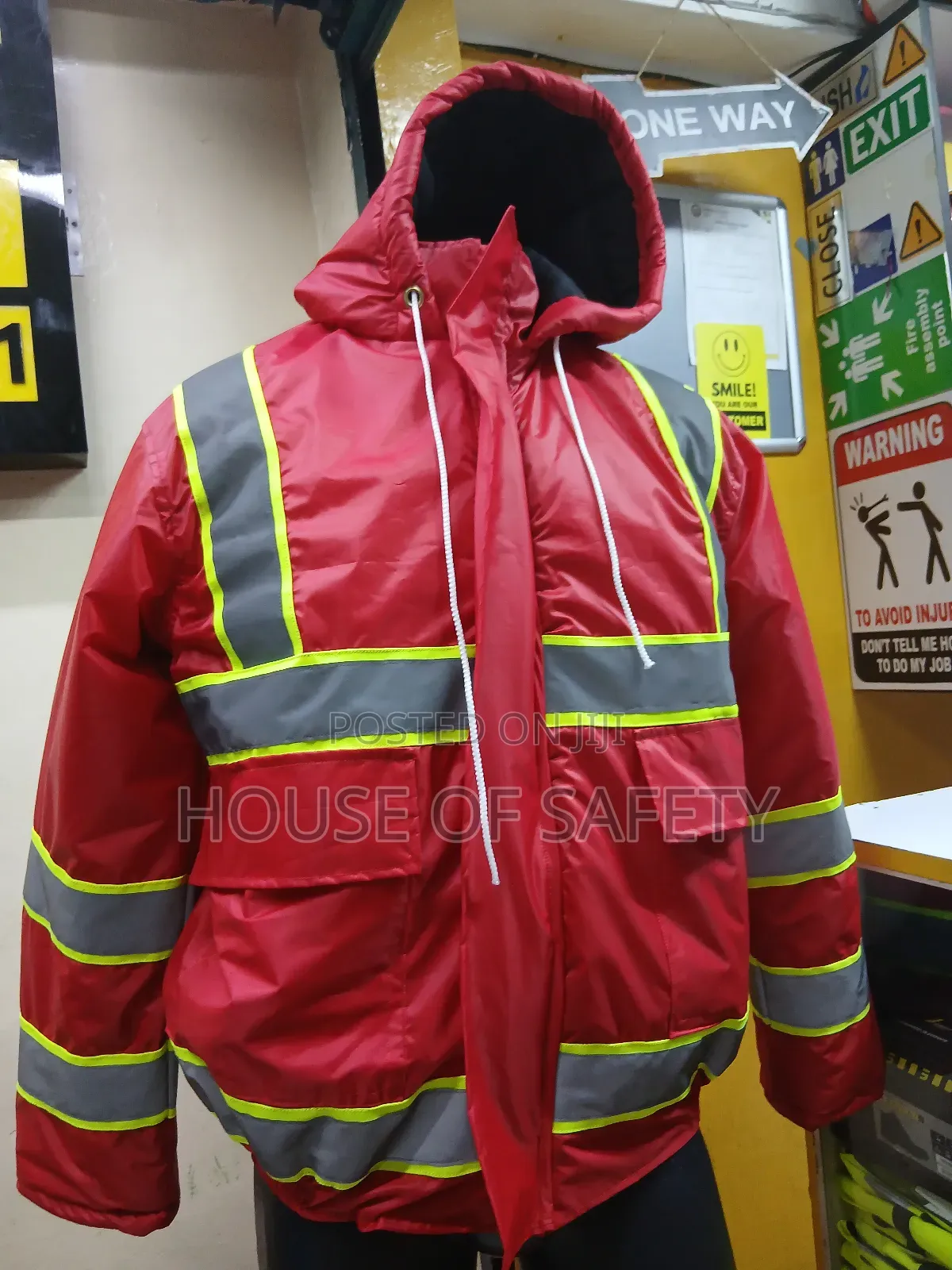 Green Reflectors and Red Body Waterproof Jacket for Riding