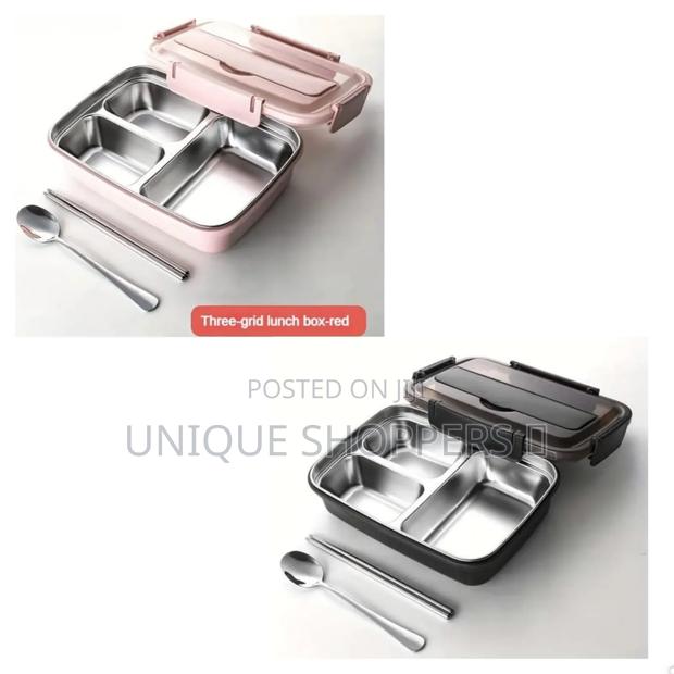 *3 Grid Stainless Steel Thermal Lunch Box