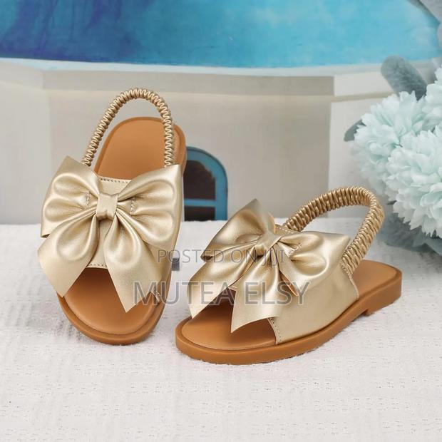 Gold Brawn Kids Bow Sandals - main view