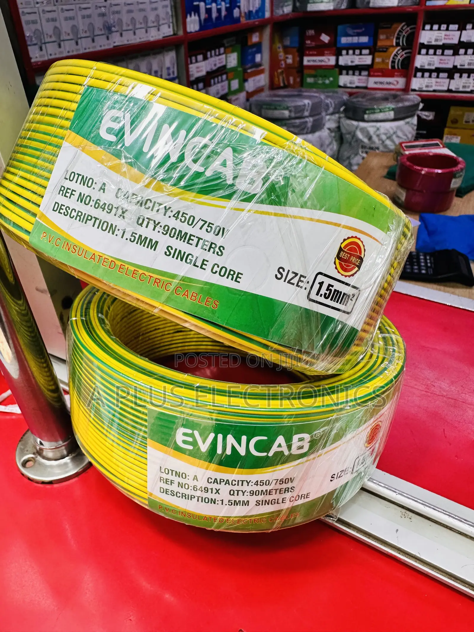 Evincab 1.5mm Single Core Cable Green Yellow – 90m