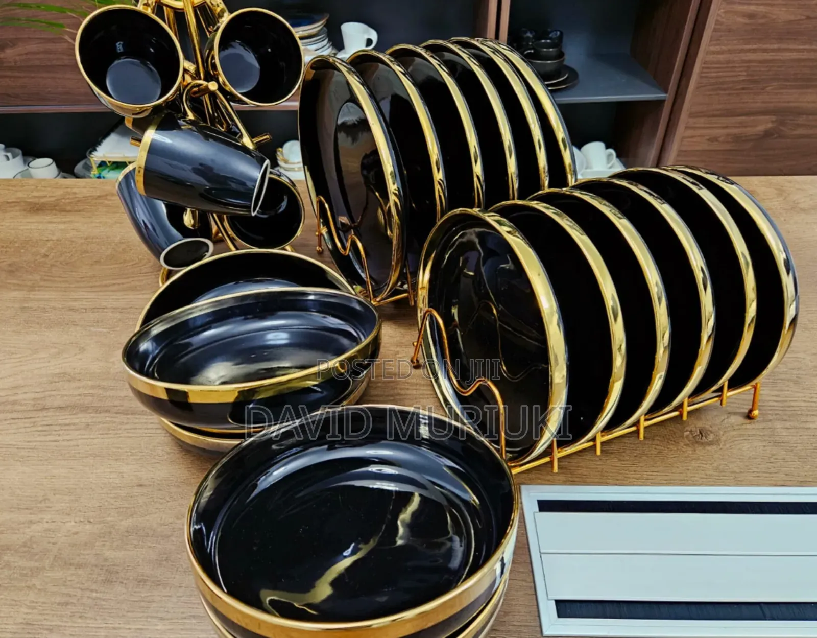 24pcs Ceramic Black Gold Dinner Set
